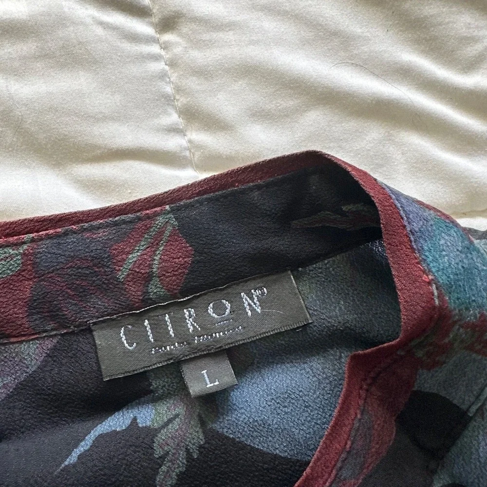 Citron Blouse Santa Monica Silk sz.L fans black button down comfort‎